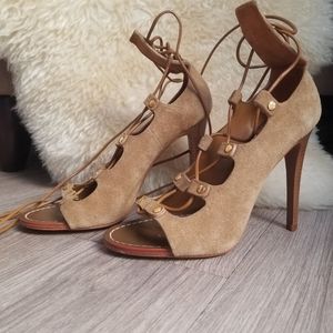 Tory Burch NWOB Lace Up Gladiator Suede Genuine Leather Pumps / Heels